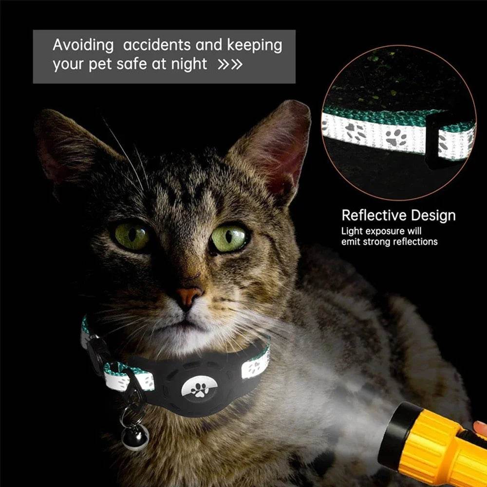 Collier pour chat AirTag avec cloches, collier pour chat à boucle de sécurité avec support Airtag, colliers anti-perte pour fille, garçon, chat, chiot - Animaleriex