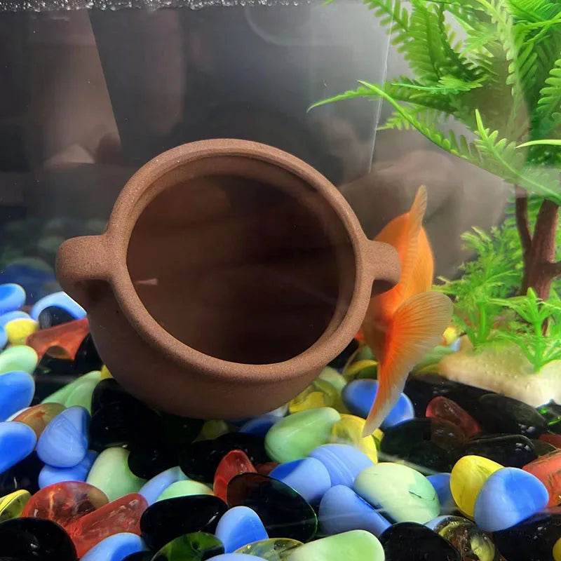Décoration d'aquarium en céramique, abri pour poissons et crevettes, poterie, maison de Scorpion, Simulation de pierre, décor d'aquarium idéal - Animaleriex