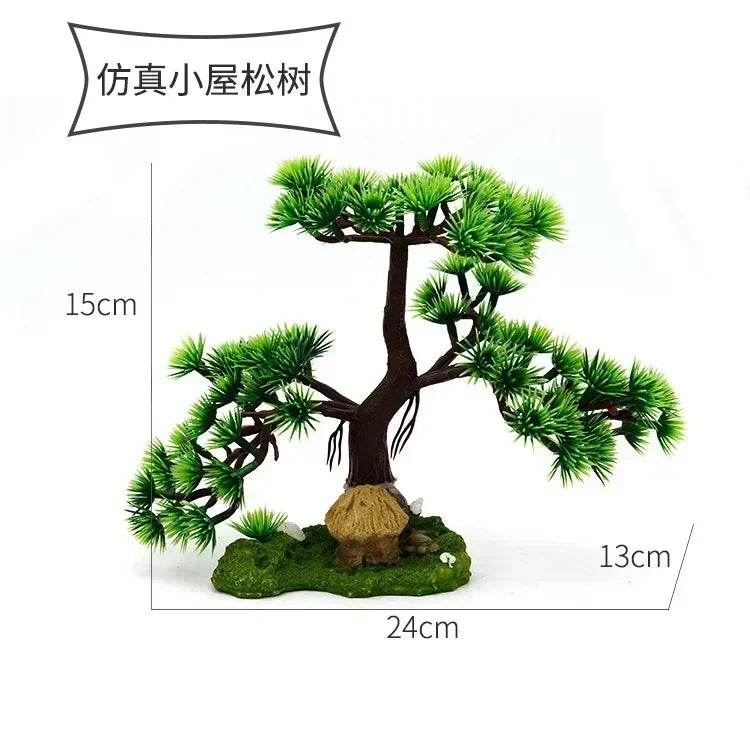 Ornements d'aquarium, plantes de Simulation, décorations d'aménagement paysager d'aquarium, plantes d'eau en plastique, fleurs, arbres, roches, accessoires - Animaleriex