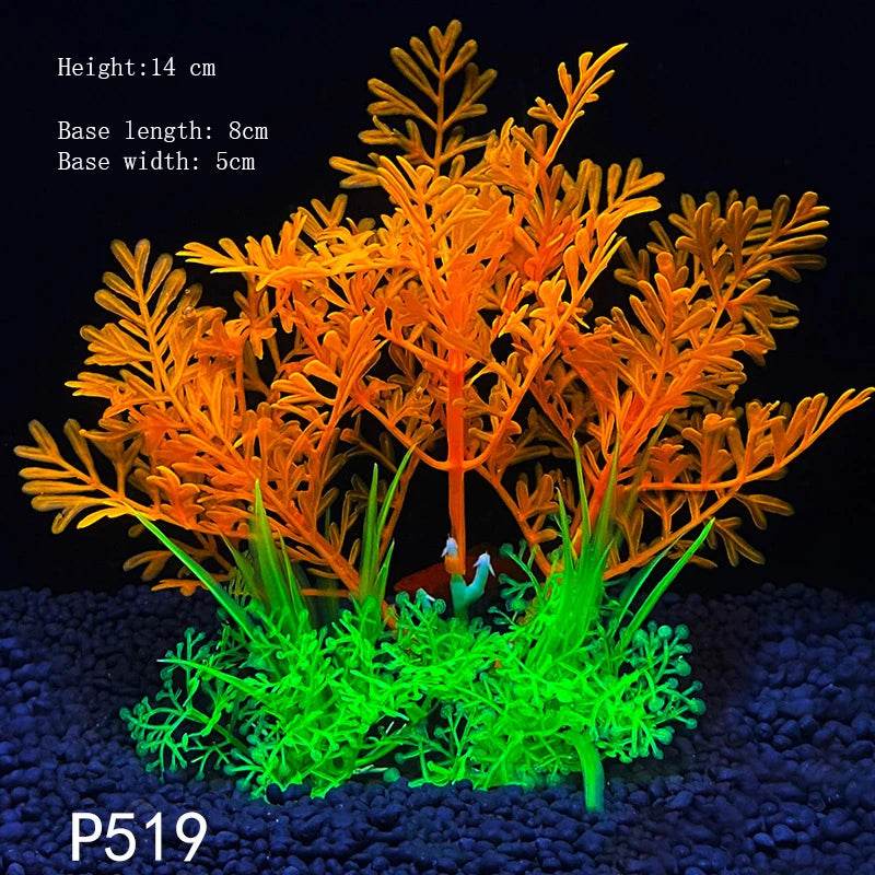 Plantes artificielles sous-marines en plastique pour Aquarium, faux arbuste aquatique, visualisation d'herbe verte, décoration de Simulation - Animaleriex