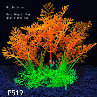 Plantes artificielles sous-marines en plastique pour Aquarium, faux arbuste aquatique, visualisation d'herbe verte, décoration de Simulation - Animaleriex