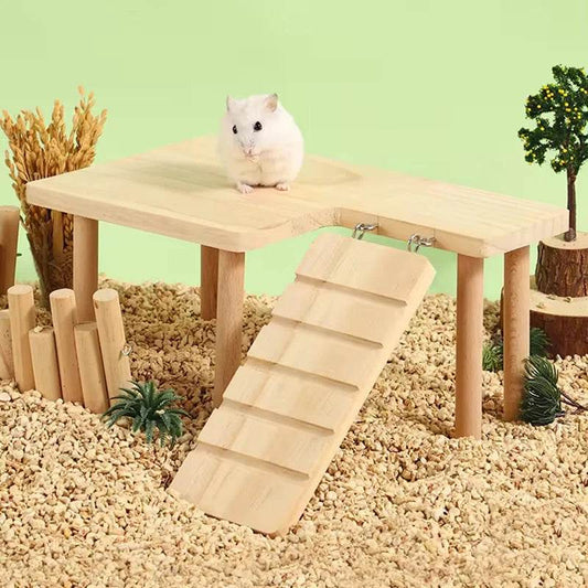 Hamster échelle en bois plate-forme planche à sauter aire de jeux Hamster escalade jouet petits animaux escaliers jouet Hamster souris Cage accessoires - Animaleriex