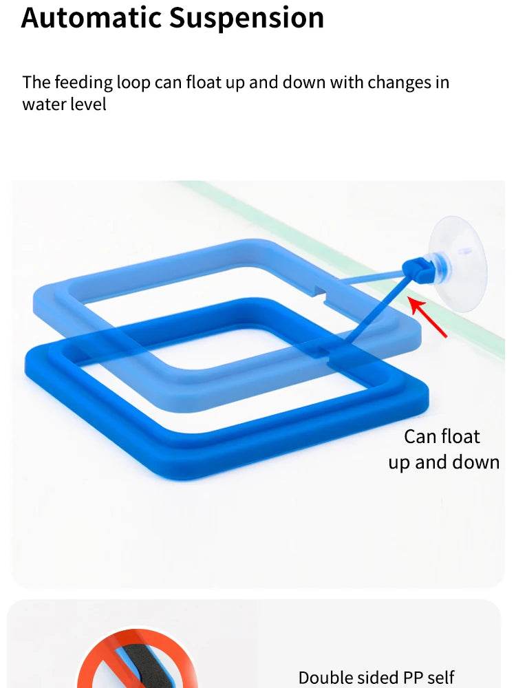 Anneau d'alimentation flottant pour poissons, Station d'aquarium à cercle carré avec ventouse, distributeur de nourriture facile, conception peu encombrante - Animaleriex