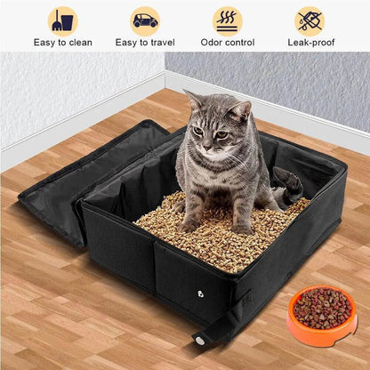 Bac à litière pliable Portable de voyage pour animaux de compagnie, plateau de toilette pour chien, pot à litière pliable pour chat, étanche, extérieur, pliable - Animaleriex