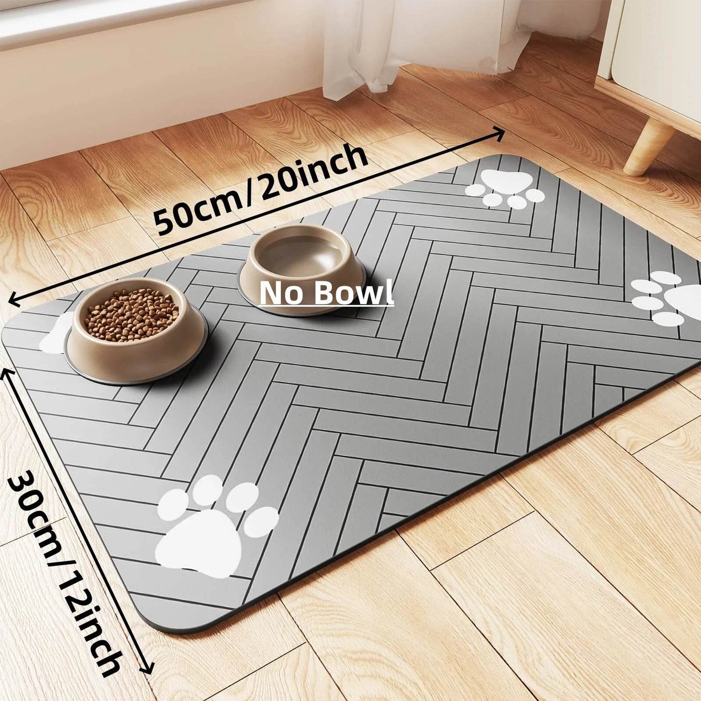Tapis d'alimentation pour animaux de compagnie, napperon absorbant pour bol de nourriture et d'eau, avec support en caoutchouc imperméable, tapis d'eau à séchage rapide pour chien et chat - Animaleriex