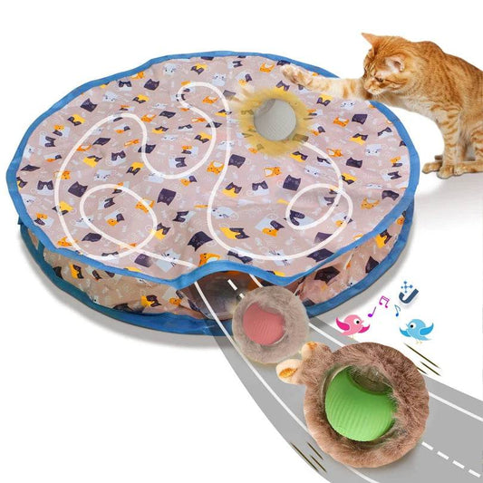 Jouets interactifs pour chat, balle à roulement rapide dans une pochette, jouet pour chaton, cache-cache, activé par le mouvement, pour l'intérieur - Animaleriex