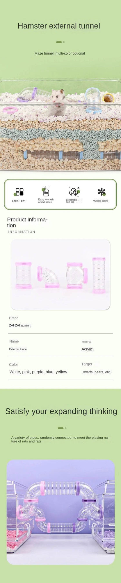 Hamster jouet labyrinthe bricolage remodelé Cage Tubes externes Tunnel ensemble sport U tuyau Hamster accessoires Pipeline Chinchillas fournitures - Animaleriex