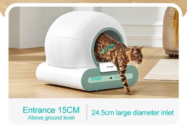 Tonepie Smart Automatique Chat Toilettes Autonettoyantes Toilettes Pour Animaux De Compagnie Entièrement Fermées Versions Anglaises 65L - Animaleriex