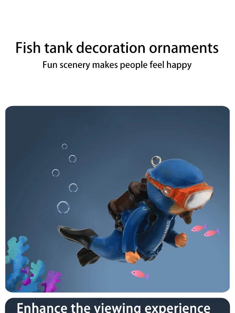 Ornement d'aquarium de plongée flottant – Décoration de plongeur sous-marin réaliste pour aquarium, ajoute du plaisir et du style à votre configuration aquatique. - Animaleriex