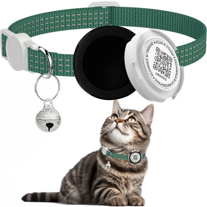 Collier de chat GPS Tracker avec étui Airtag et étiquette d'identification QR collier de chaton réfléchissant à double Protection pour chats Gatos chiot Air Tag chats - Animaleriex