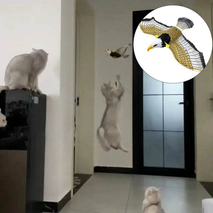 Jouet électrique pour animaux de compagnie, Simulation de faux aigle, Rotation électronique, oiseau suspendu, interactif, taquin, chat, chien, modèle silencieux - Animaleriex