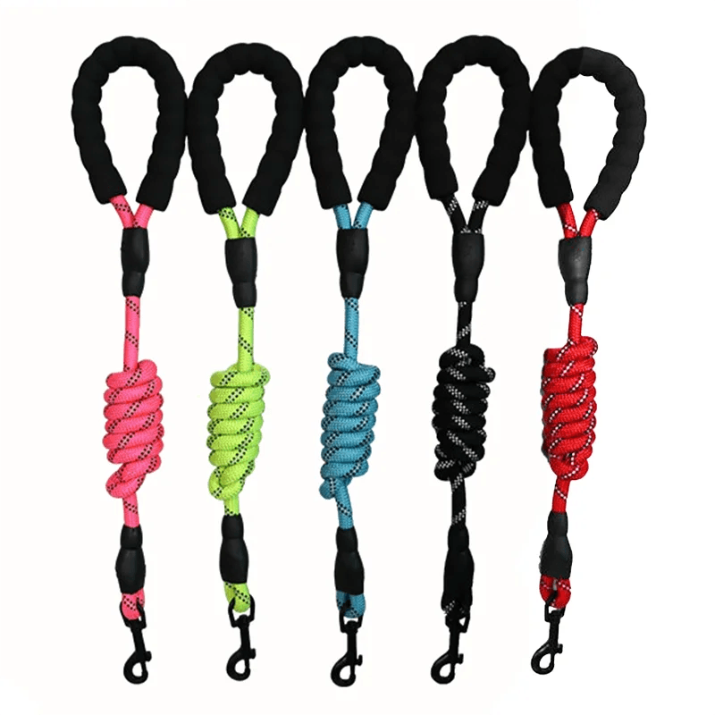 Laisse réfléchissante pour chien 1,5 m Laisse en nylon pour chien Poignée rembourrée confortable Marche en plein air Petit Moyen Grand Accessoires pour chiens Fournitures - Animaleriex