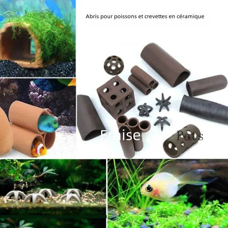 Décoration d'aquarium en céramique, abri pour poissons et crevettes, poterie, maison de Scorpion, Simulation de pierre, décor d'aquarium idéal - Animaleriex