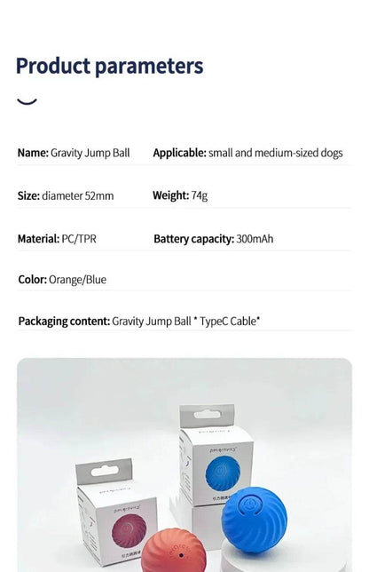 Balle électronique Interactive pour animaux de compagnie, jouet interactif pour chien, intelligent, mobile, saut par gravité, produits pour animaux de compagnie, Rechargeable - Animaleriex