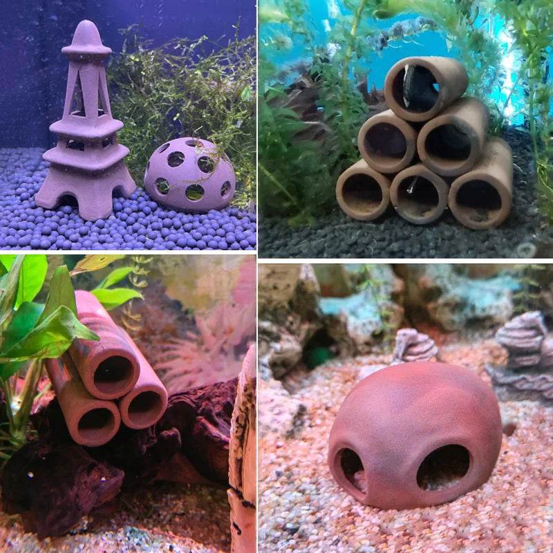 Décoration d'aquarium en céramique, abri pour poissons et crevettes, poterie, maison de Scorpion, Simulation de pierre, décor d'aquarium idéal - Animaleriex