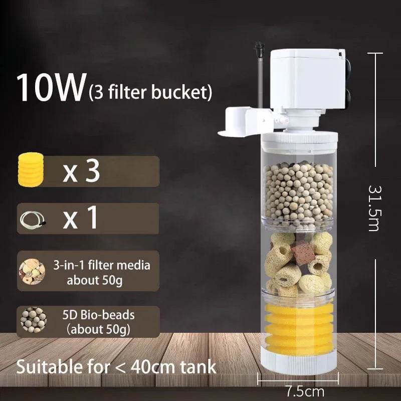 Filtre silencieux 220V 50Hz pour Aquarium, tortue, poisson, pompe à eau Submersible, Bio éponge, écumoire, fabricant de vagues, accessoires de filtres - Animaleriex