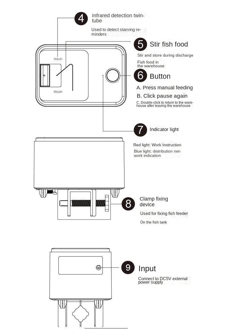Alimentation automatique pour Aquarium, synchronisation/Wifi, sans fil, application pour téléphone Intelligent, haut-parleur Intelligent, télécommande vocale, alimentation des poissons - Animaleriex