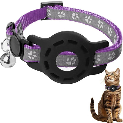 Collier pour chat AirTag avec cloches, collier pour chat à boucle de sécurité avec support Airtag, colliers anti-perte pour fille, garçon, chat, chiot - Animaleriex