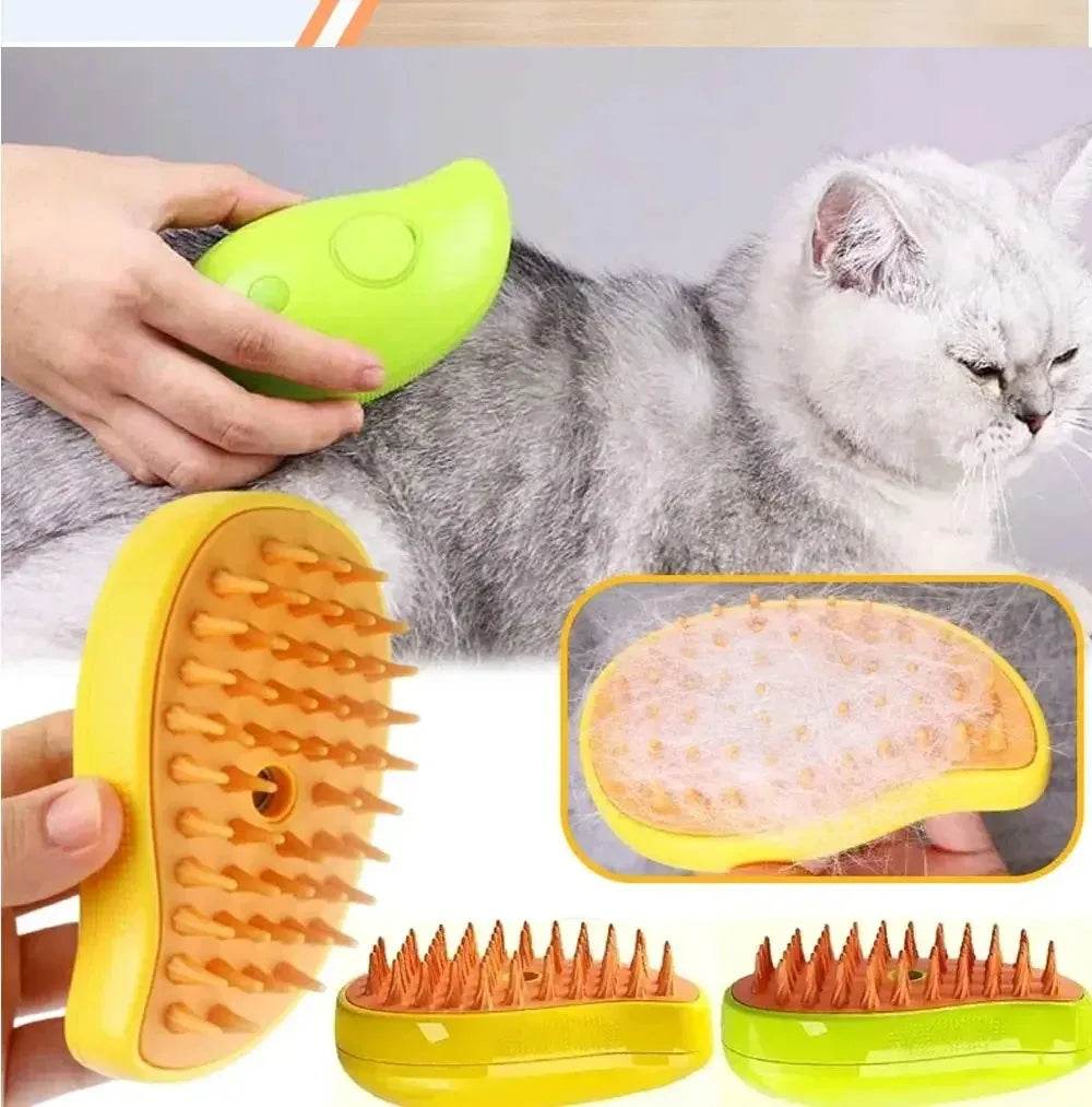 Chat chien brosse à vapeur brosse à vapeur pulvérisateur électrique pour Massage outil de toilettage pour animaux de compagnie perte 3 en 1 pulvérisateurs électriques peignes de Massage - Animaleriex
