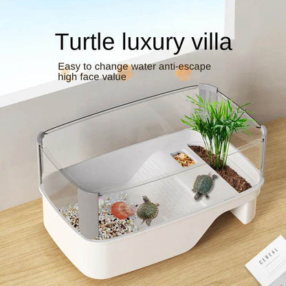 Réservoir de tortues en plastique transparent, avec zones pour la reproduction, l'alimentation, la natation, l'enclos intérieur, Cage pour tortues d'eau, habitat pour reptiles - Animaleriex