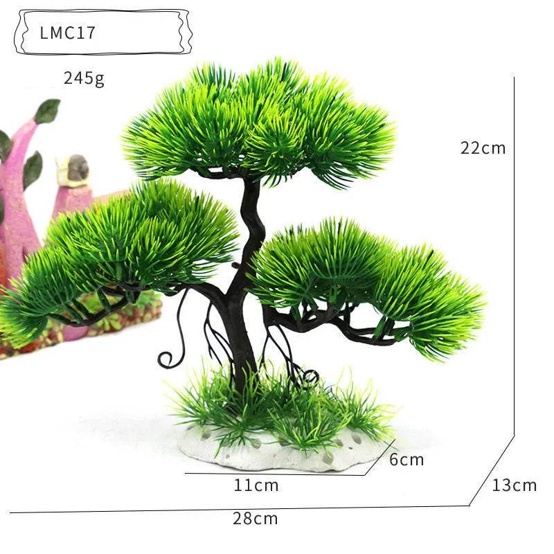 Ornements d'aquarium, plantes de Simulation, décorations d'aménagement paysager d'aquarium, plantes d'eau en plastique, fleurs, arbres, roches, accessoires - Animaleriex