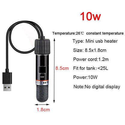 Mini tige chauffante USB pour petit Aquarium, 26 °C, température constante, Thermostat Submersible, 10W - Animaleriex