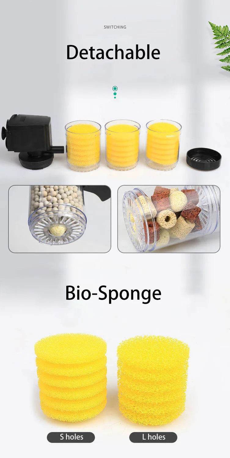 Filtre silencieux 220V 50Hz pour Aquarium, tortue, poisson, pompe à eau Submersible, Bio éponge, écumoire, fabricant de vagues, accessoires de filtres - Animaleriex