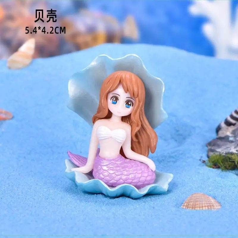 Décoration d'aquarium en plastique, petite sirène, Figurines miniatures, décoration de gâteau à faire soi-même, accessoires artisanaux de bureau - Animaleriex