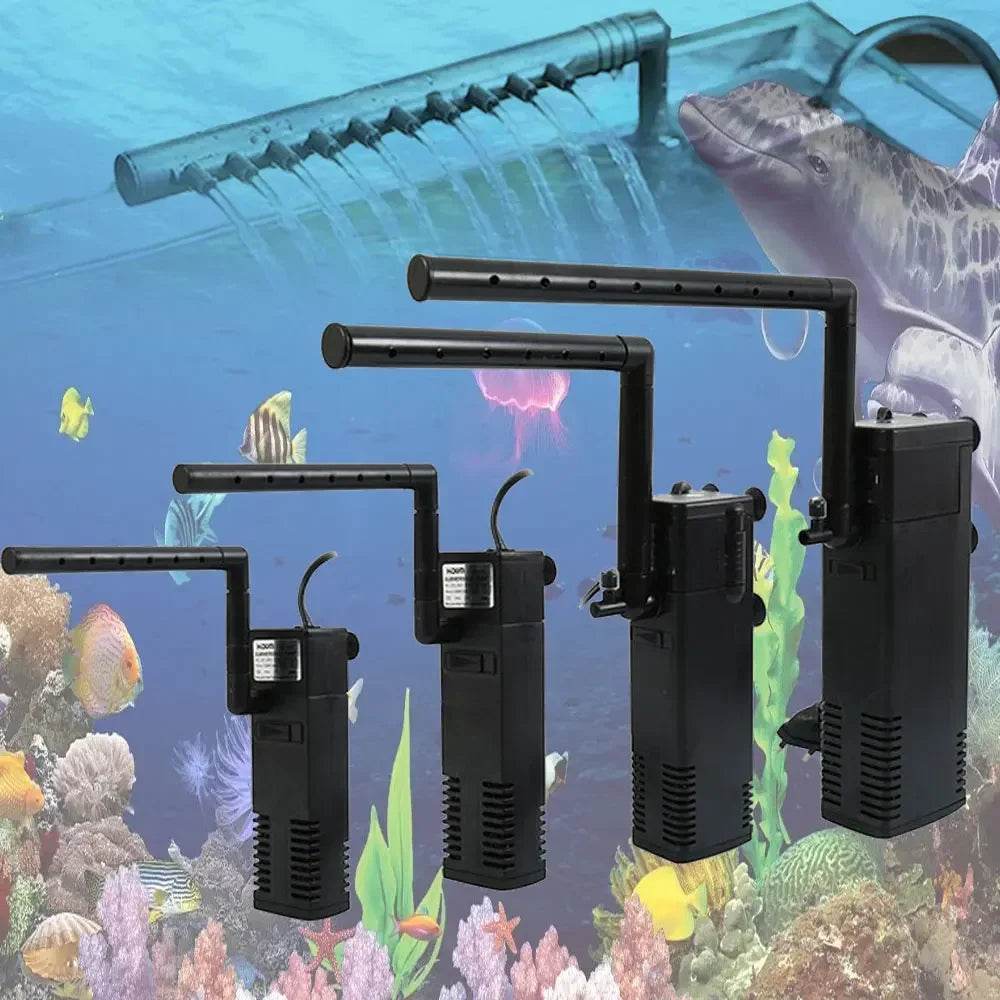 Pompe de filtre à eau Submersible à bas niveau, filtre pour réservoir de tortue, Aquarium, réservoir de poissons, pompe verticale augmentant l'oxygène, prise ue 3W - Animaleriex