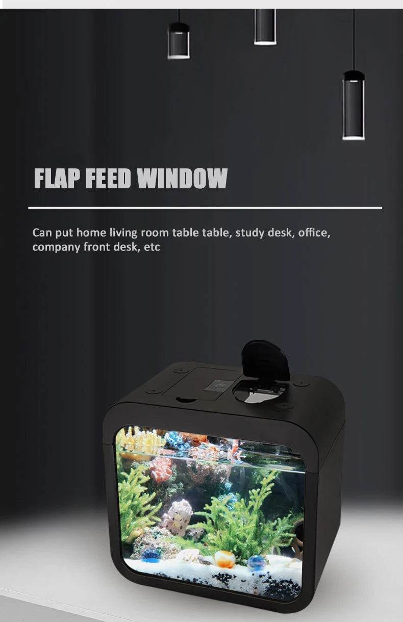 Transparent petit Aquarium créatif lumière LED Aquarium poissons blocs de construction isolé boîte réservoir pour reproduire l'alimentation Betta poisson rouge - Animaleriex