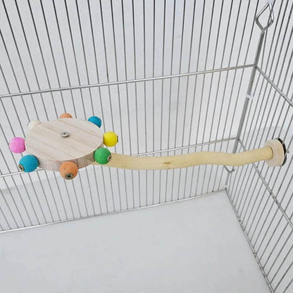 Jouet de perchoir amusant avec boules rotatives, support interactif en bois pour perroquets colorés, jouet de recherche de nourriture, moulin à vent rotatif pour tourtereaux - Animaleriex