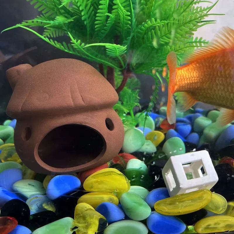 Décoration d'aquarium en céramique, abri pour poissons et crevettes, poterie, maison de Scorpion, Simulation de pierre, décor d'aquarium idéal - Animaleriex