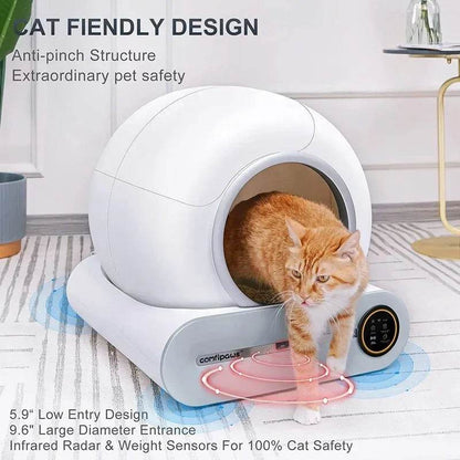 Tonepie Smart Automatique Chat Toilettes Autonettoyantes Toilettes Pour Animaux De Compagnie Entièrement Fermées Versions Anglaises 65L - Animaleriex
