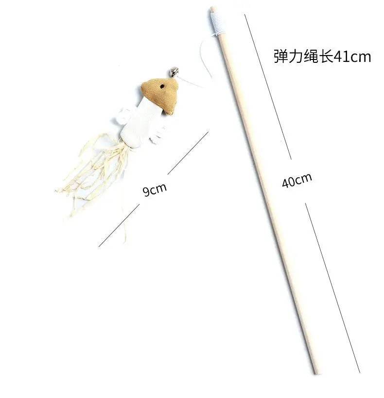 1PC Teaser plume jouets chaton drôle coloré tige chat baguette jouets bois animal chat jouets interactif bâton animal chat fournitures - Animaleriex