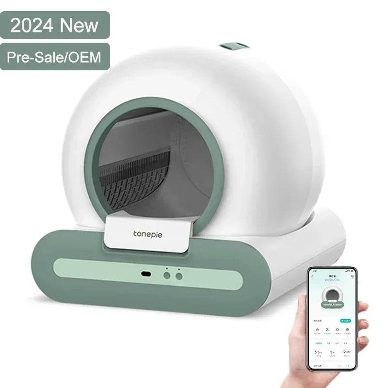 Tonepie Smart Automatique Chat Toilettes Autonettoyantes Toilettes Pour Animaux De Compagnie Entièrement Fermées Versions Anglaises 65L - Animaleriex