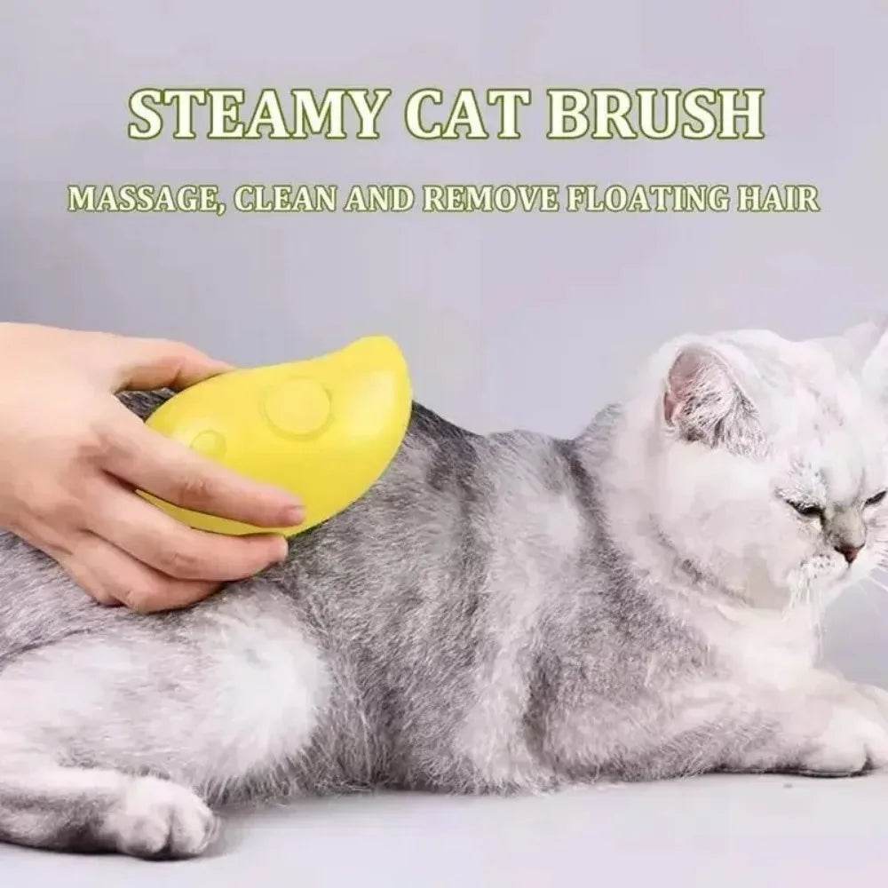 Chat chien brosse à vapeur brosse à vapeur pulvérisateur électrique pour Massage outil de toilettage pour animaux de compagnie perte 3 en 1 pulvérisateurs électriques peignes de Massage - Animaleriex