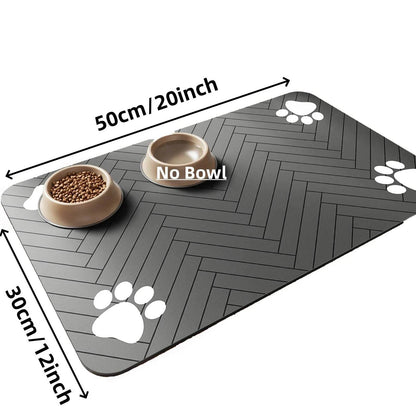 Tapis d'alimentation pour animaux de compagnie, napperon absorbant pour bol de nourriture et d'eau, avec support en caoutchouc imperméable, tapis d'eau à séchage rapide pour chien et chat - Animaleriex