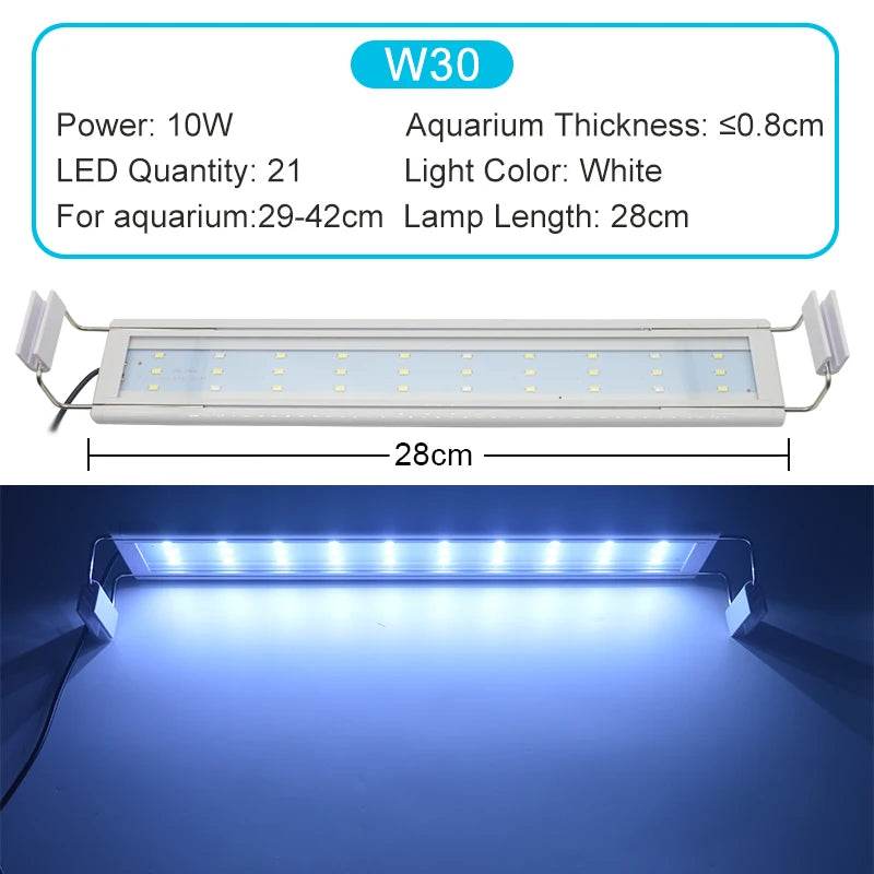 Lumière LED pour Aquarium Super mince Aquarium plante aquatique grandir éclairage étanche lumineux pince lampe bleu LED 18-72 cm pour plantes 220 v - Animaleriex