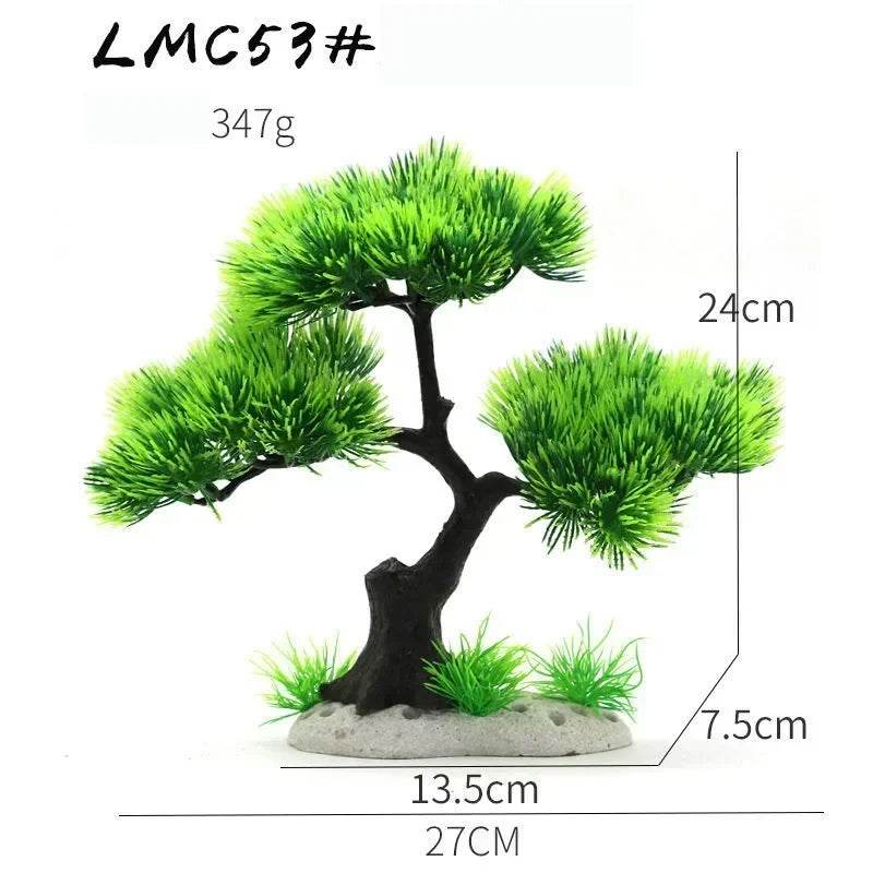 Ornements d'aquarium, plantes de Simulation, décorations d'aménagement paysager d'aquarium, plantes d'eau en plastique, fleurs, arbres, roches, accessoires - Animaleriex