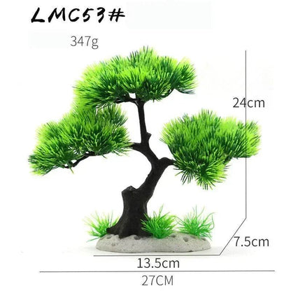 Ornements d'aquarium, plantes de Simulation, décorations d'aménagement paysager d'aquarium, plantes d'eau en plastique, fleurs, arbres, roches, accessoires - Animaleriex