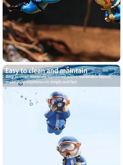 Ornement d'aquarium de plongée flottant – Décoration de plongeur sous-marin réaliste pour aquarium, ajoute du plaisir et du style à votre configuration aquatique. - Animaleriex