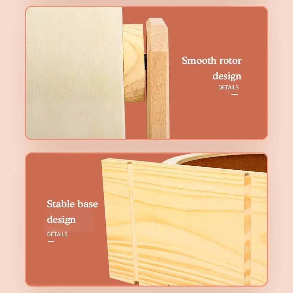 Roue de course pour Hamster, ours doré, support de ceinture en bois muet avec coussin en liège, rouleau de sport, ours doré, aménagement paysager, fournitures pour animaux de compagnie - Animaleriex