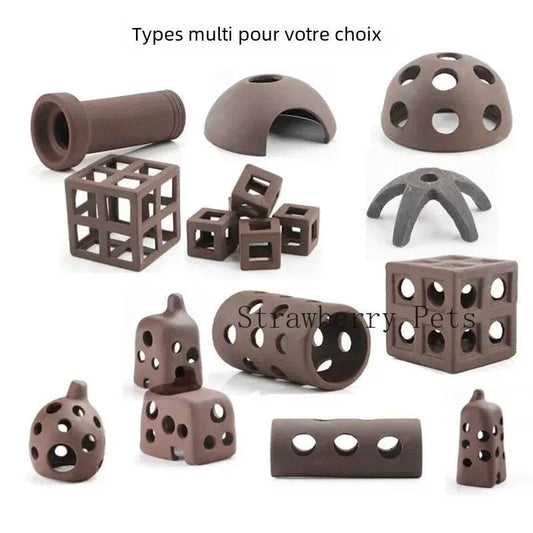 Décoration d'aquarium en céramique, abri pour poissons et crevettes, poterie, maison de Scorpion, Simulation de pierre, décor d'aquarium idéal - Animaleriex