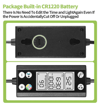 Lumière d'aquarium Programmable avec moniteur LCD et thermomètre pour plantes aquatiques, fonction mémoire, lampe LED à Cycle 24/7 - Animaleriex