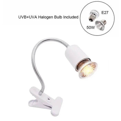 Ampoule halogène 50 W incluse, lampe chauffante pour reptiles, col de cygne réglable, lampes chauffantes pour réservoir d'aquarium, tortue, lézard, serpent, Terrarium - Animaleriex