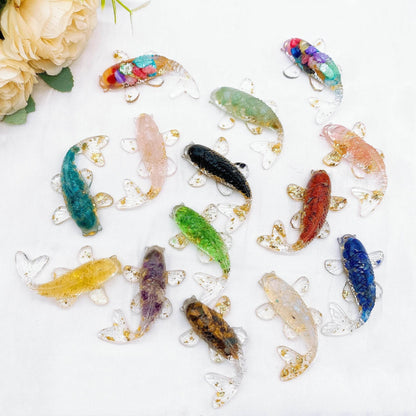 Figurine de poisson Koi porte-bonheur en pierre de cristal naturel, 2.3 pouces, Mini Quartz, Statue de carpe fantaisie, décoration de maison, ornement de bureau, cadeau - Animaleriex