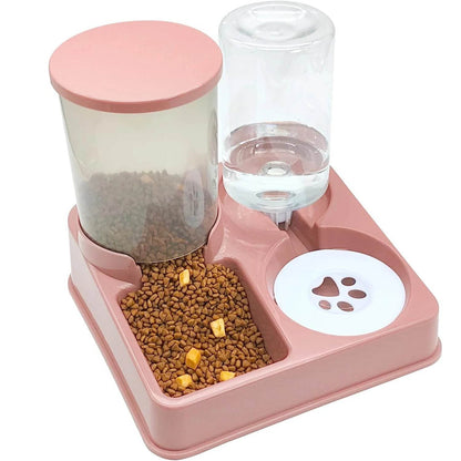 Ensemble de distributeur d'eau automatique pour chat, distributeur automatique d'eau et de nourriture pour animaux de compagnie incliné 2 en 1, distributeur de nourriture et d'eau par gravité - Animaleriex