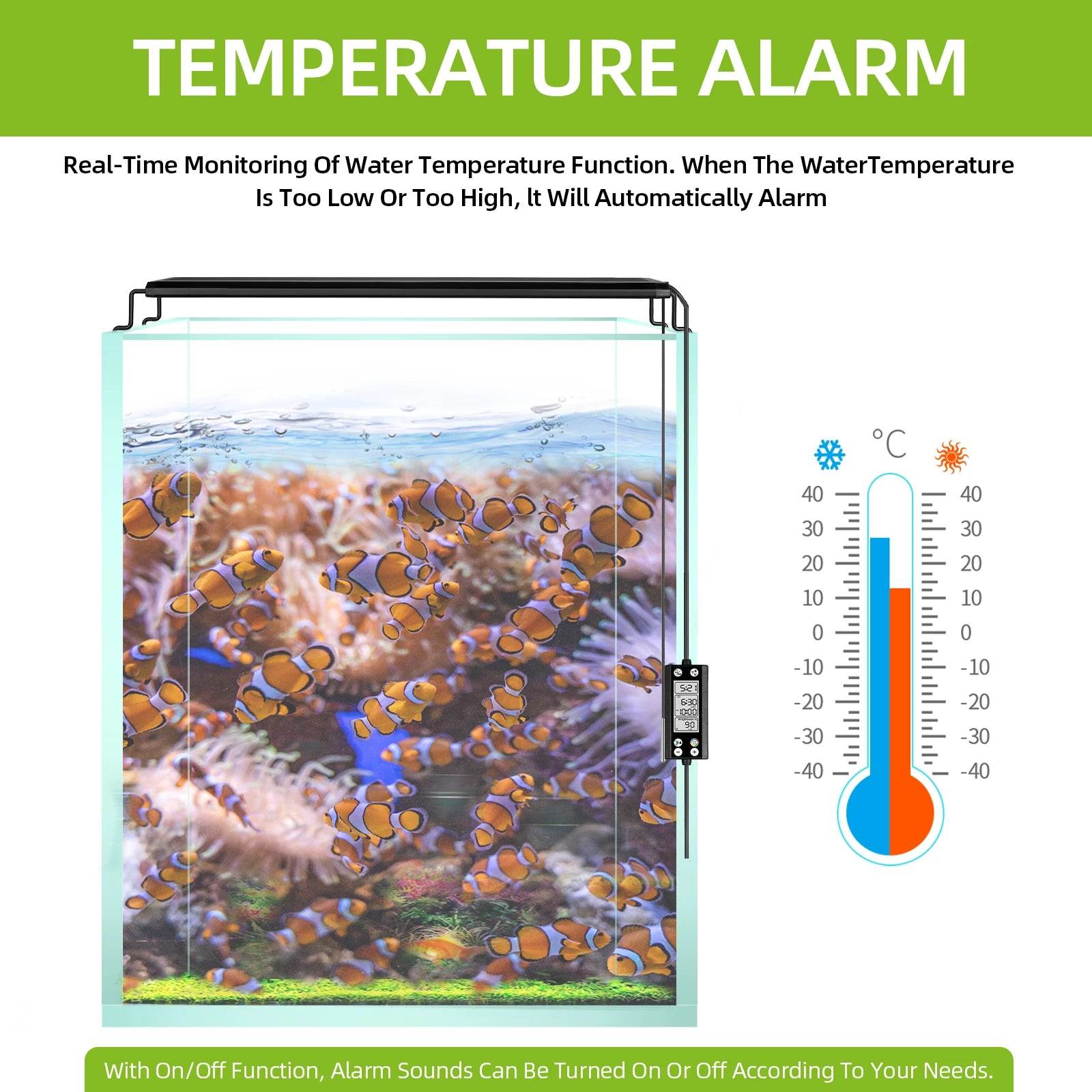 Lumière d'aquarium Programmable avec moniteur LCD et thermomètre pour plantes aquatiques, fonction mémoire, lampe LED à Cycle 24/7 - Animaleriex