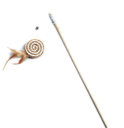 1PC Teaser plume jouets chaton drôle coloré tige chat baguette jouets bois animal chat jouets interactif bâton animal chat fournitures - Animaleriex