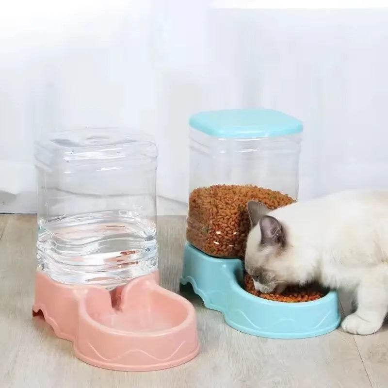 Fontaine d'eau en matériau PP 3,8 l, bol à boisson, mangeoire automatique pour animal de compagnie, grand distributeur de nourriture pour chat et chien - Animaleriex